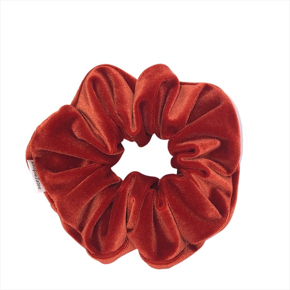 Rust Stretch Velvet Hair Scrunchie Hair Accessory - Picture 11 of 12